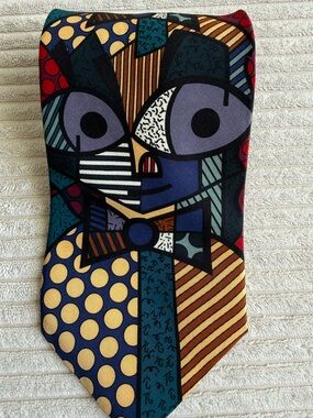 Colorful Abstract Pop Art Men's Tie in Blue, Yellow, Red